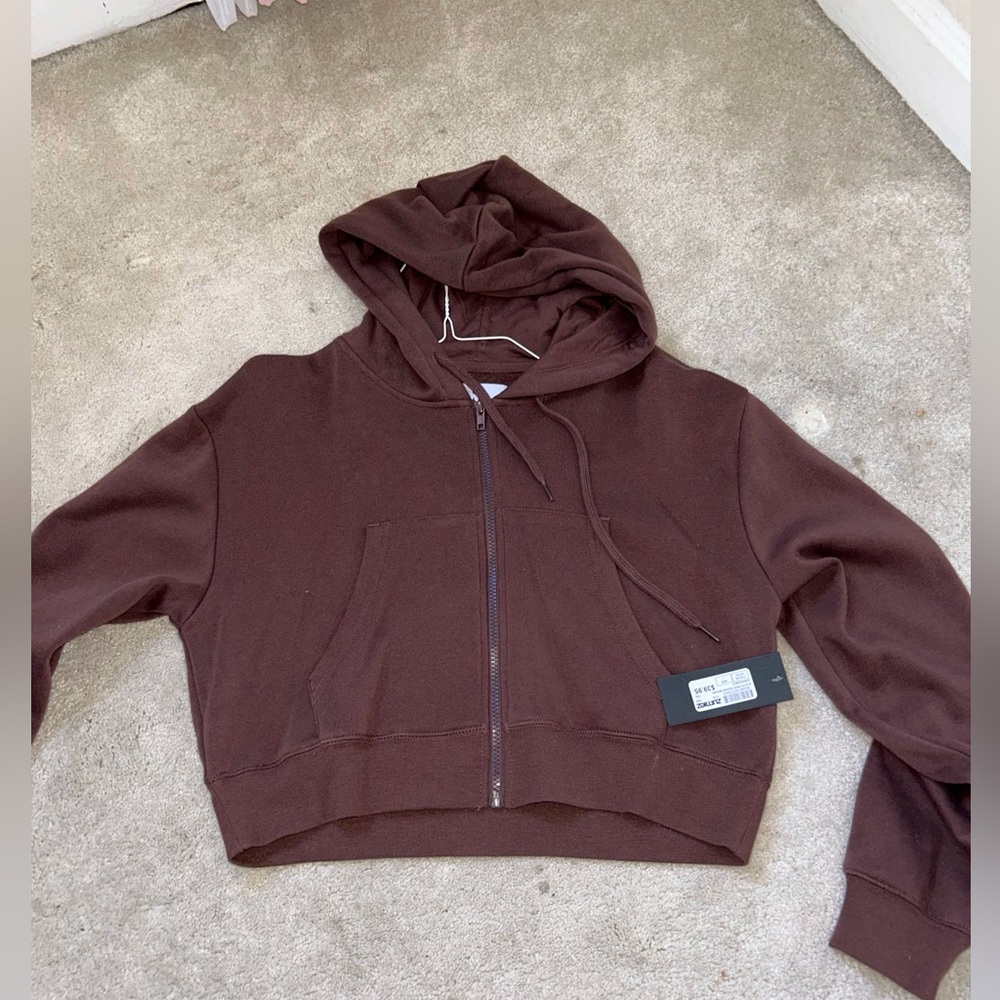 Brown crop zip up